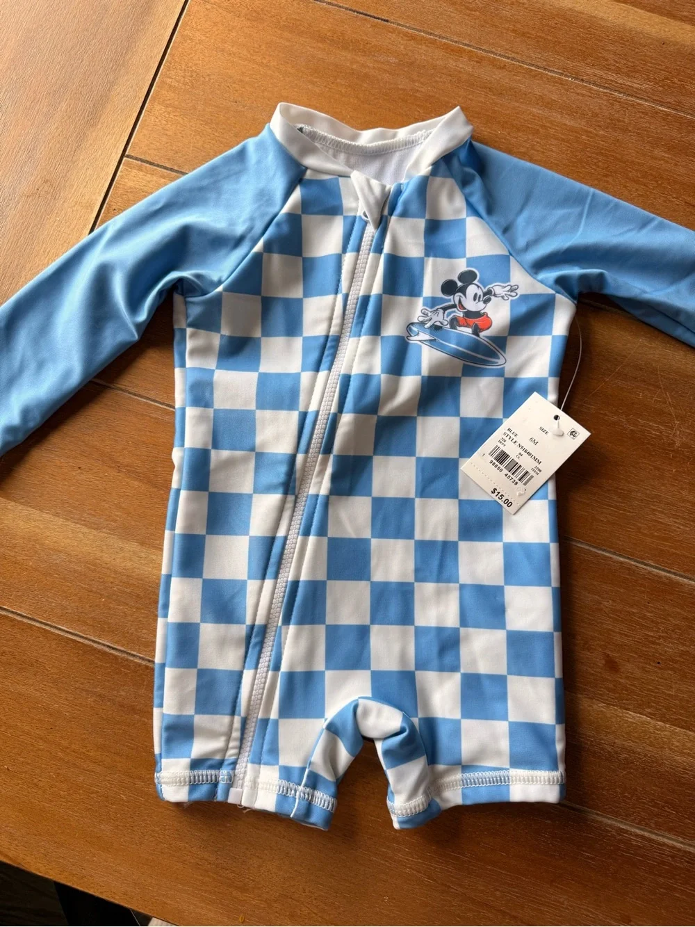 Baby Boys' Disney Mickey Mouse Surfing Full Zip - Blue 6m